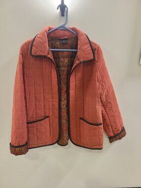 Statements Orange Puffer Jacket XL Black Lined Coat with Roll Cuffs